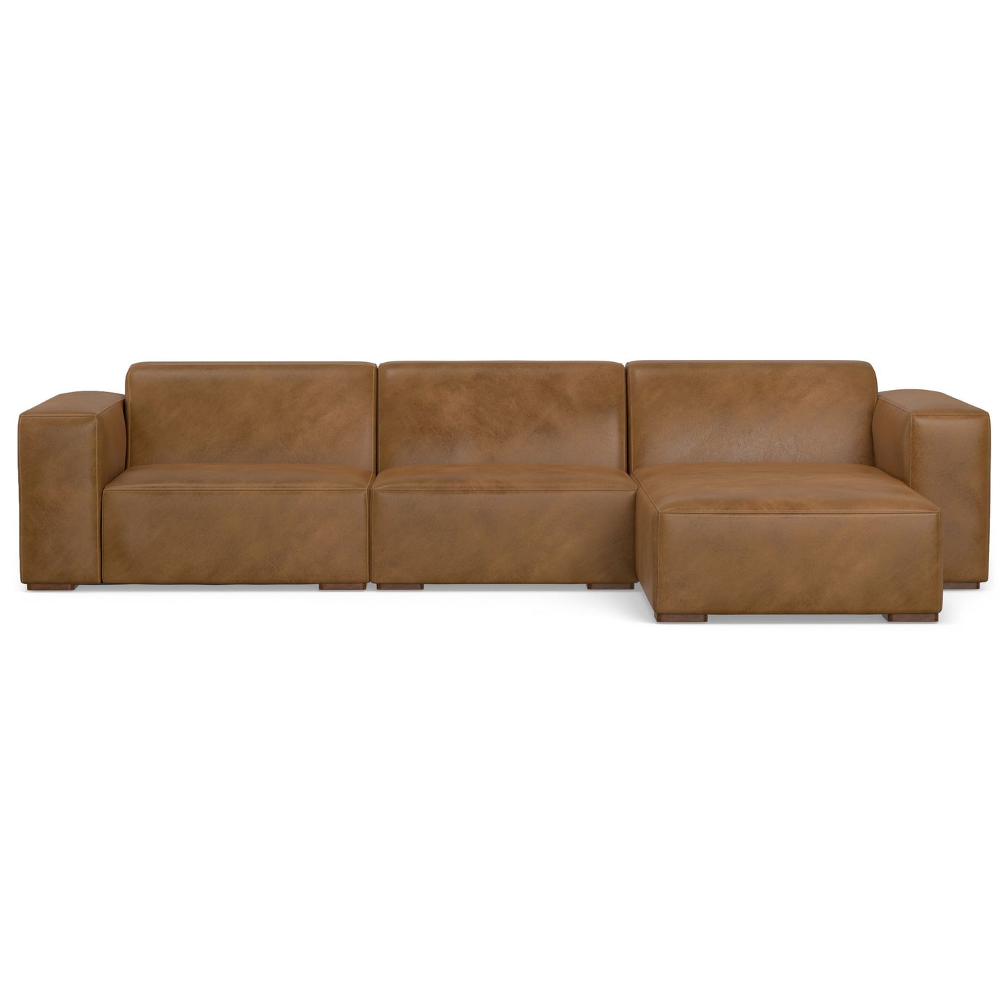 122" Leather Modular Sofa - Brown