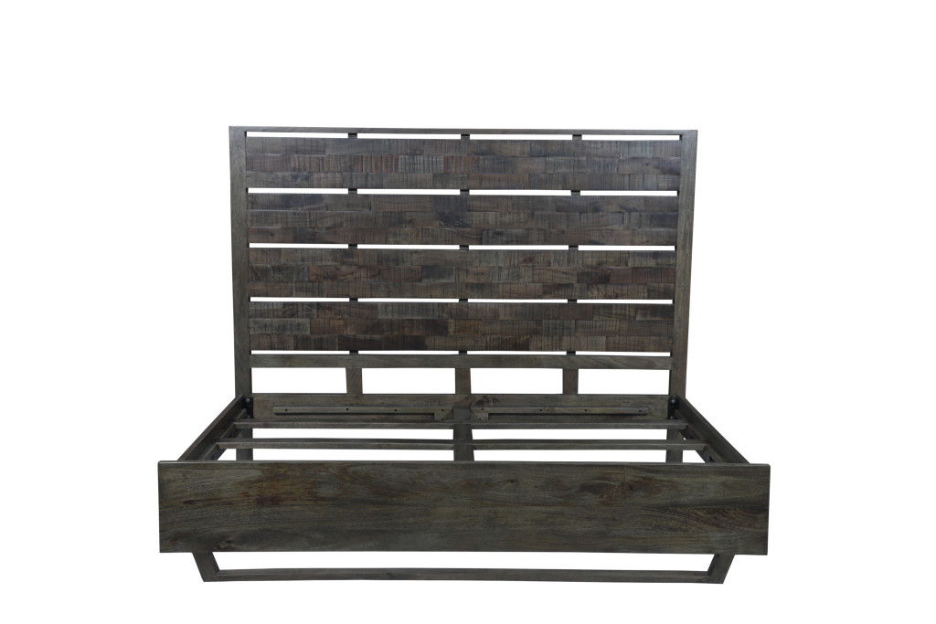 Solid Wood King Bed Frame - Dark Brown