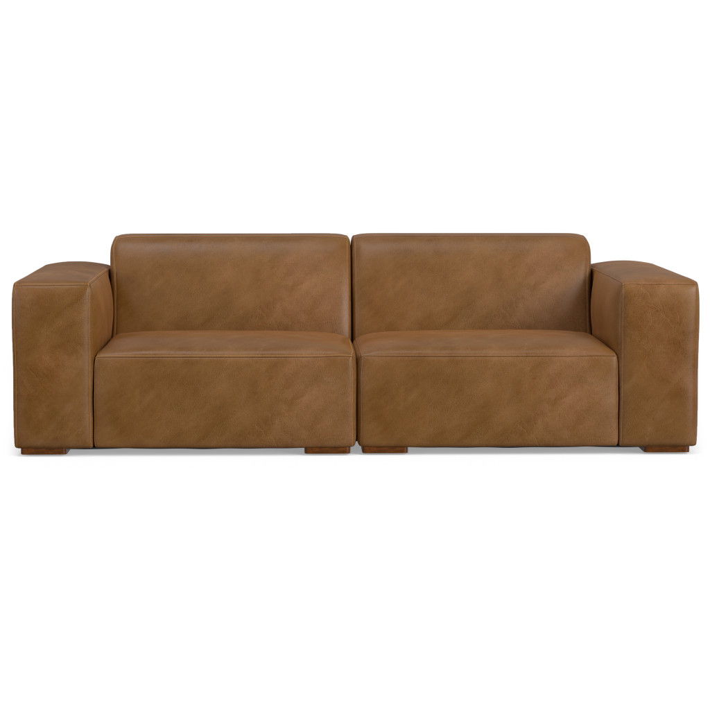 88" Leather Modular Sofa - Brown