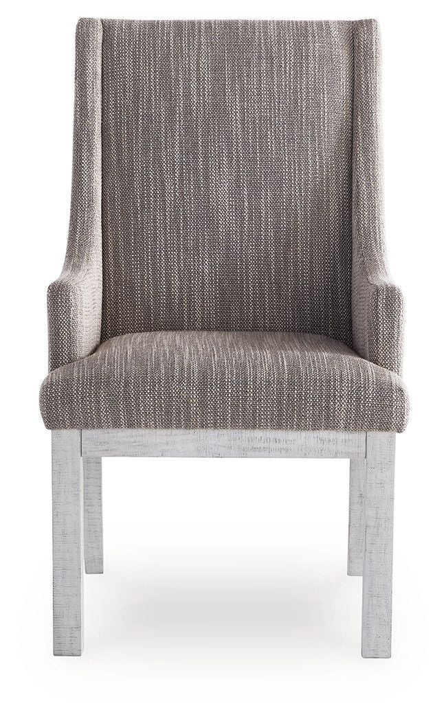 Havalance - White / Gray - Dining Upholstered Arm Chair (Set of 2)