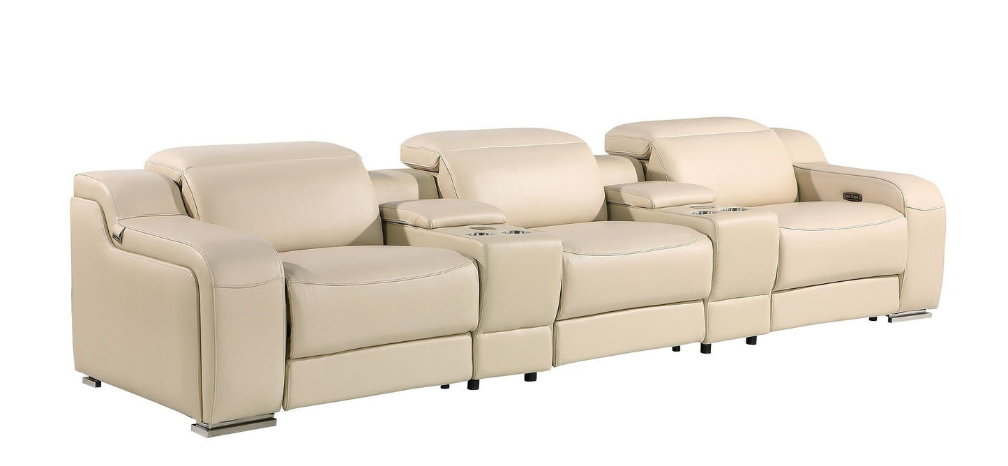 129" Reclining USB Sofa - Steel