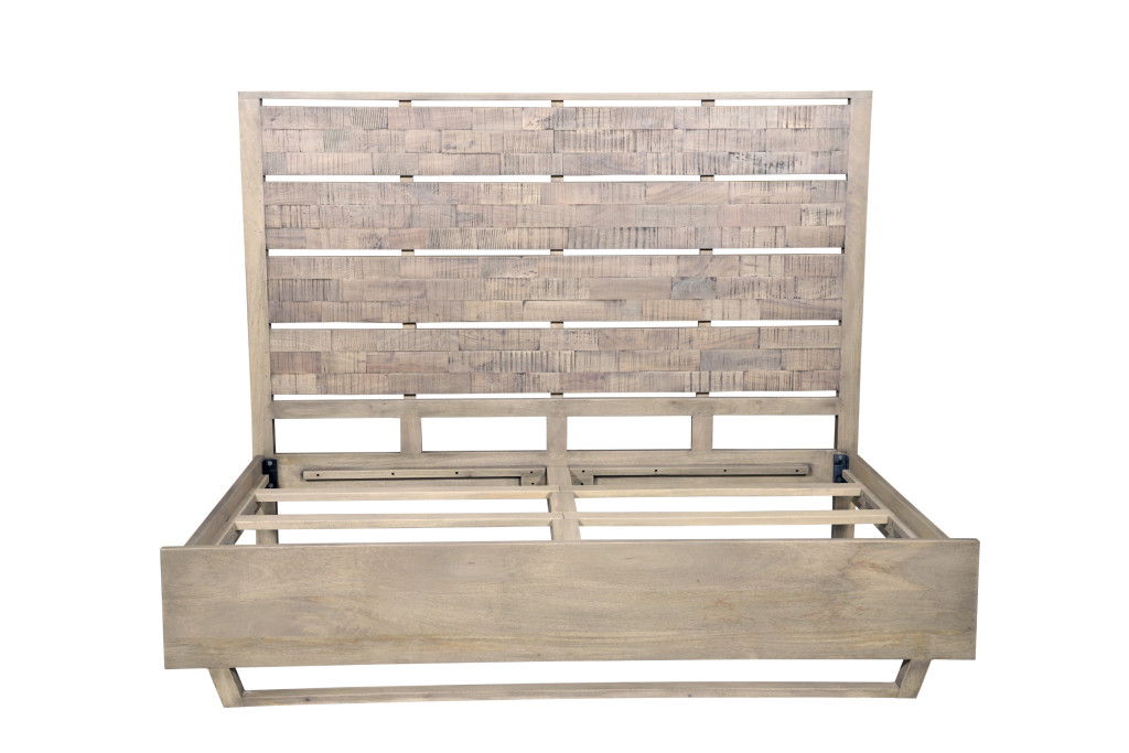 Solid Wood King Bed Frame - Gray