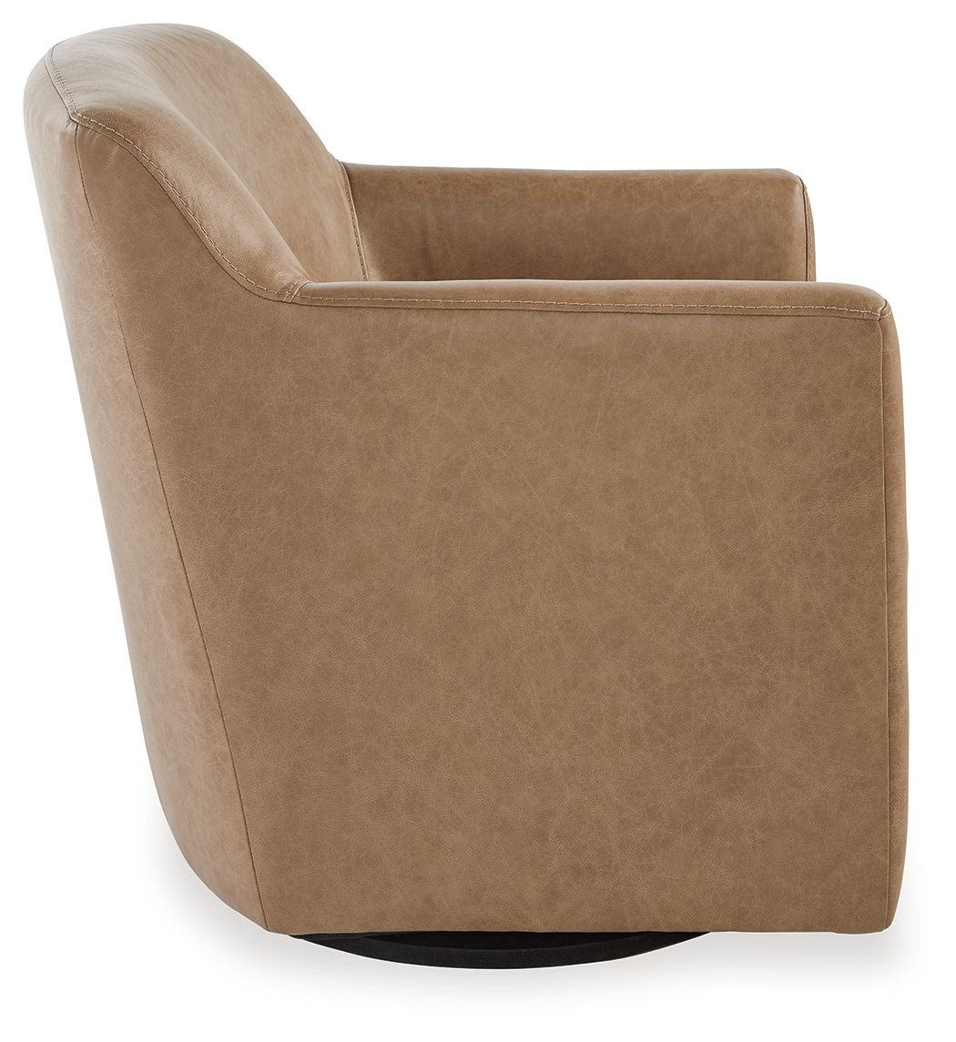 Bradney - Swivel Accent Chair - Leather Match - Tumbleweed
