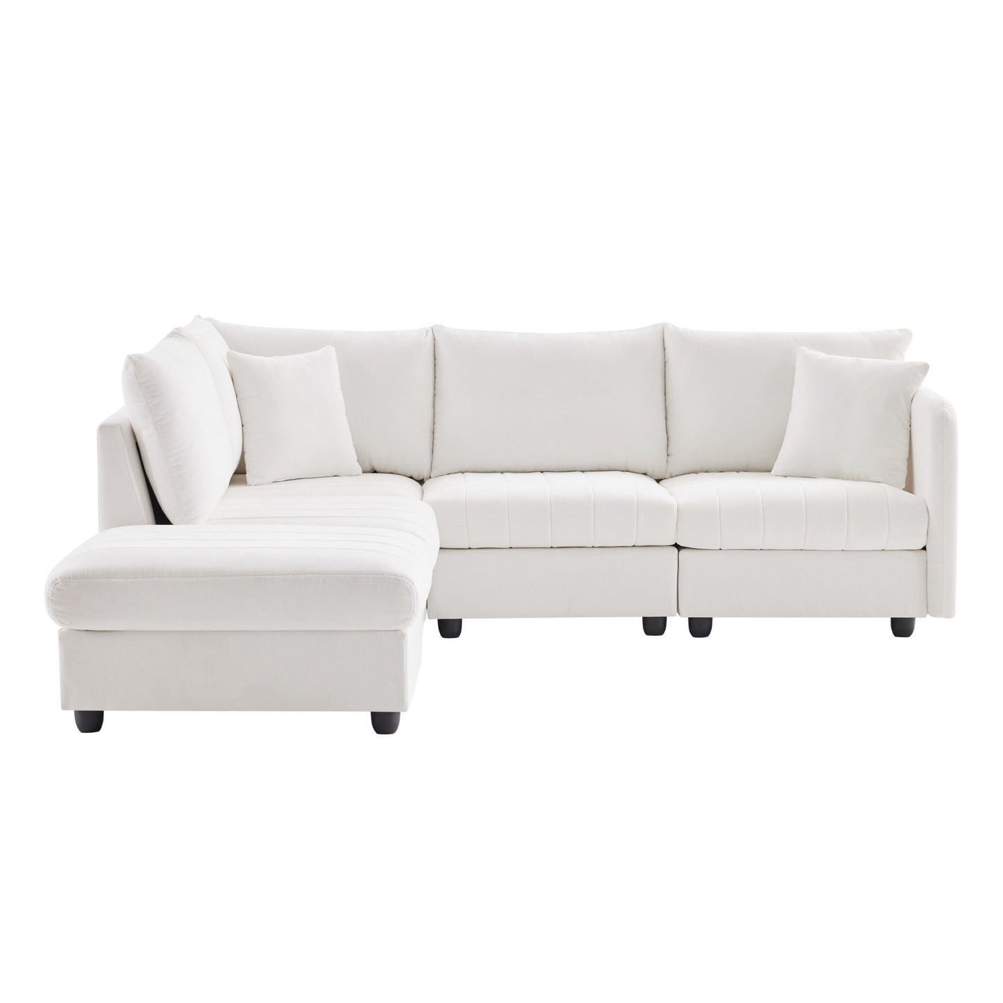 79" Fabric Modular Sofa With Black Legs - White