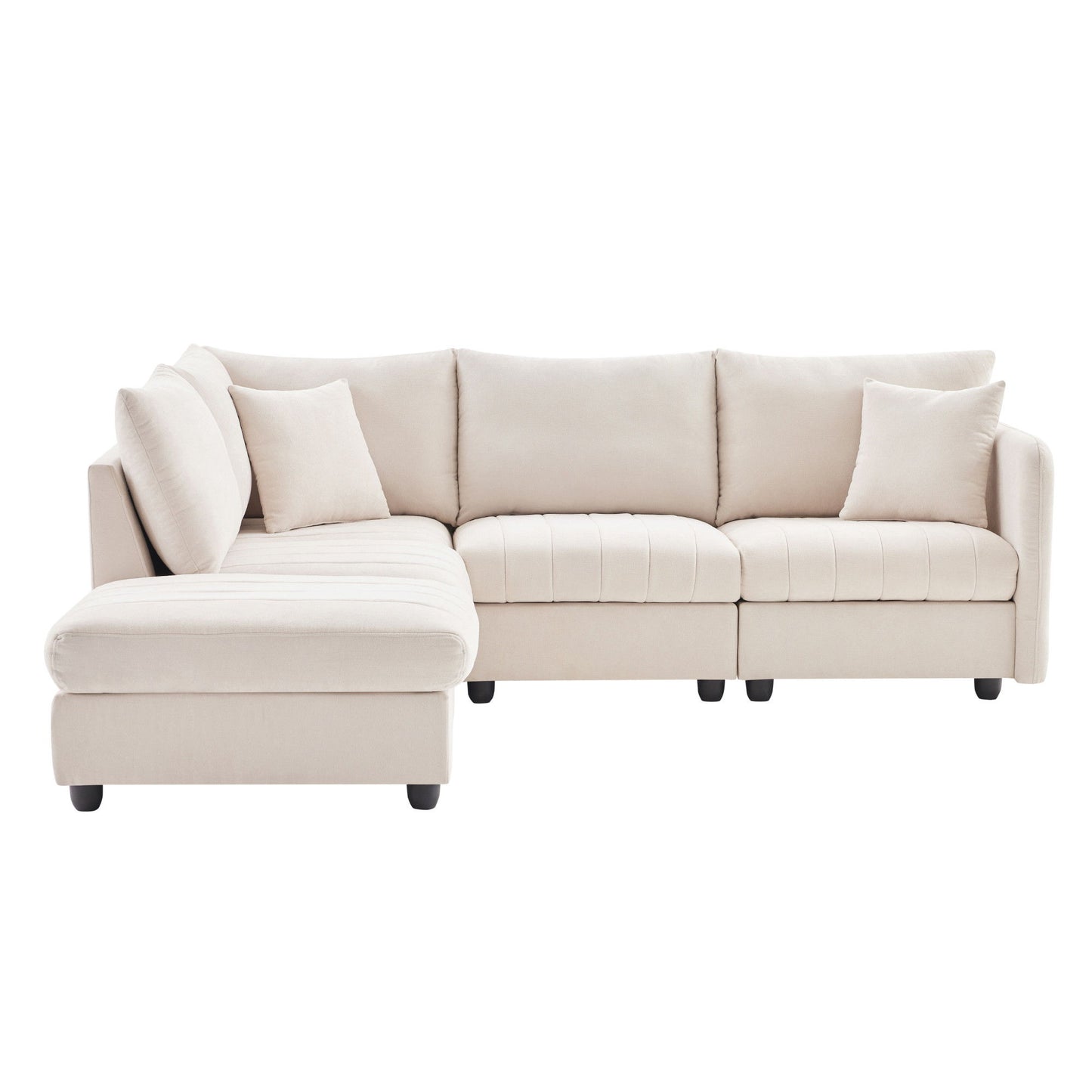 79" Fabric Modular Sofa With Black Legs - Beige