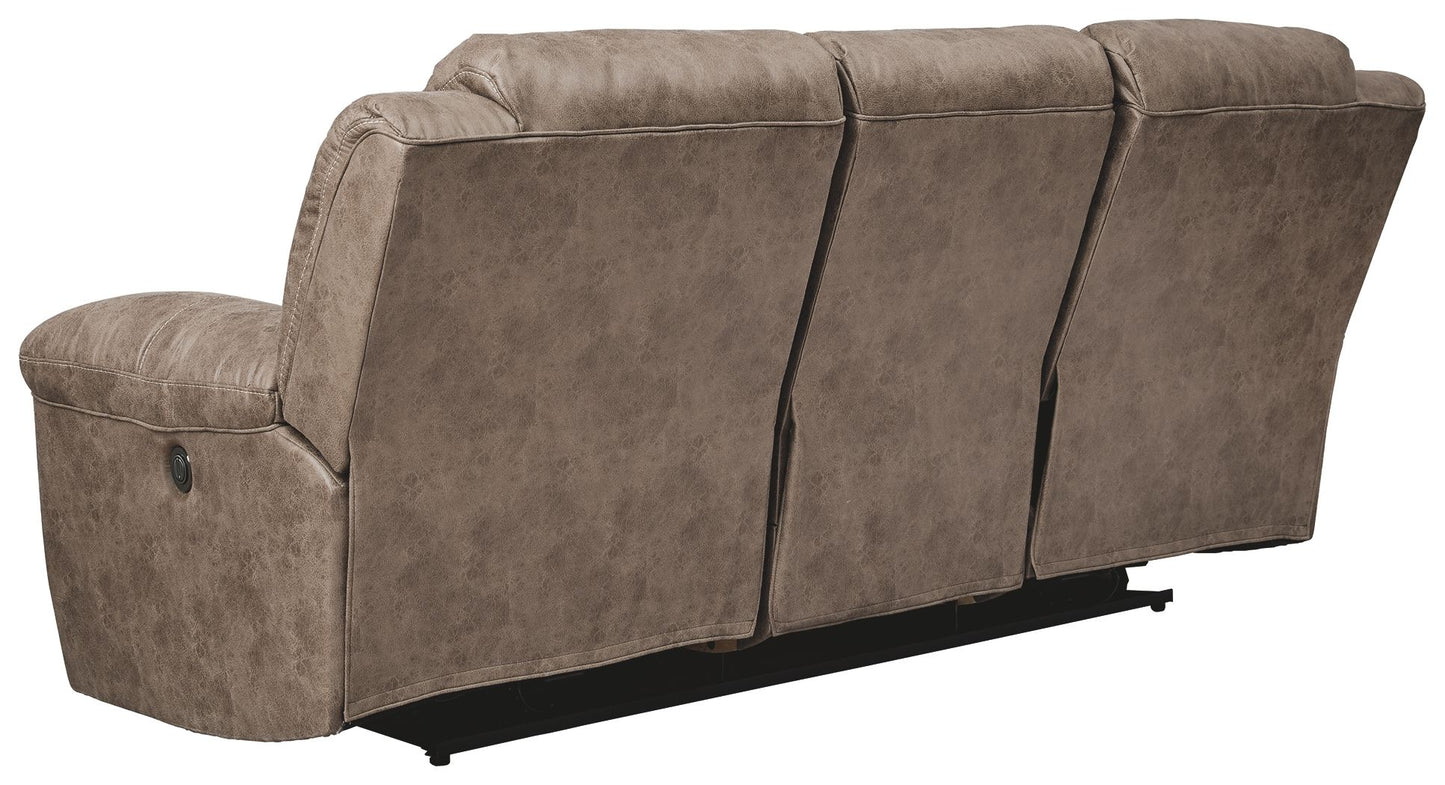 Stoneland - Power Reclining Sofa - Faux Leather - Fossil
