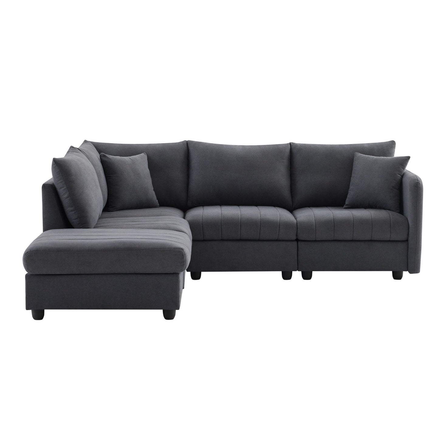 79" Fabric Modular Sofa With Black Legs - Dark Gray
