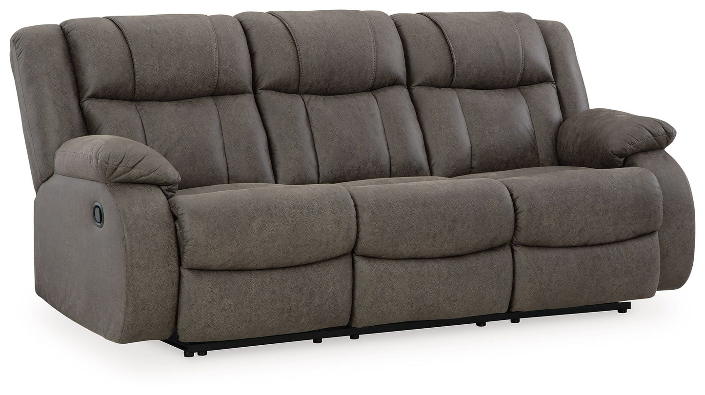 First Base - Reclining Sofa - Faux Leather - Gunmetal