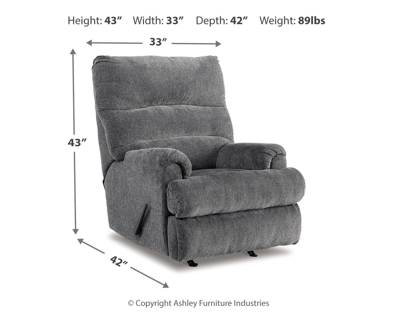 Man Fort - Rocker Recliner - Fabric - Graphite