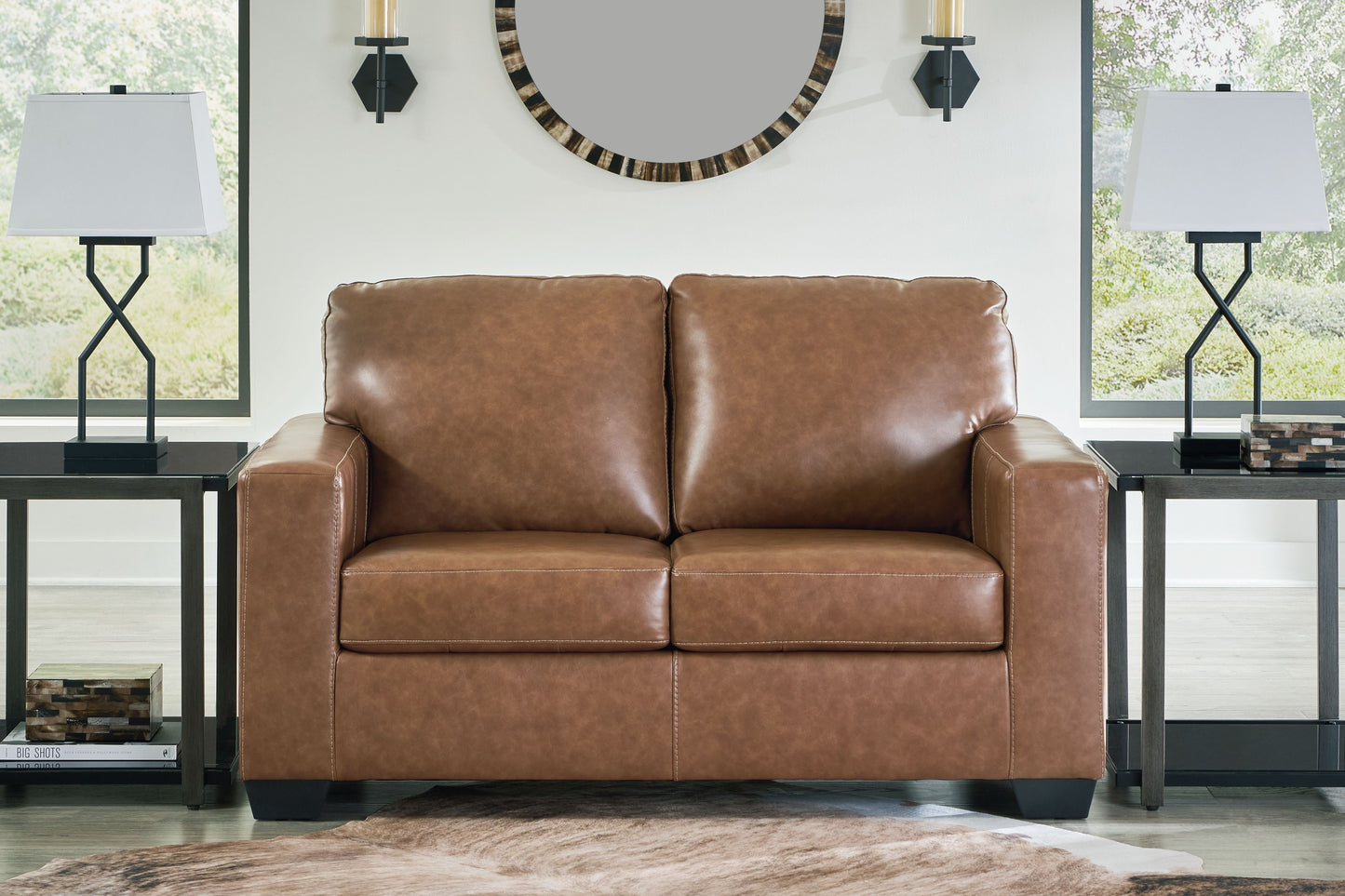 Bolsena - Loveseat - Leather Match - Caramel