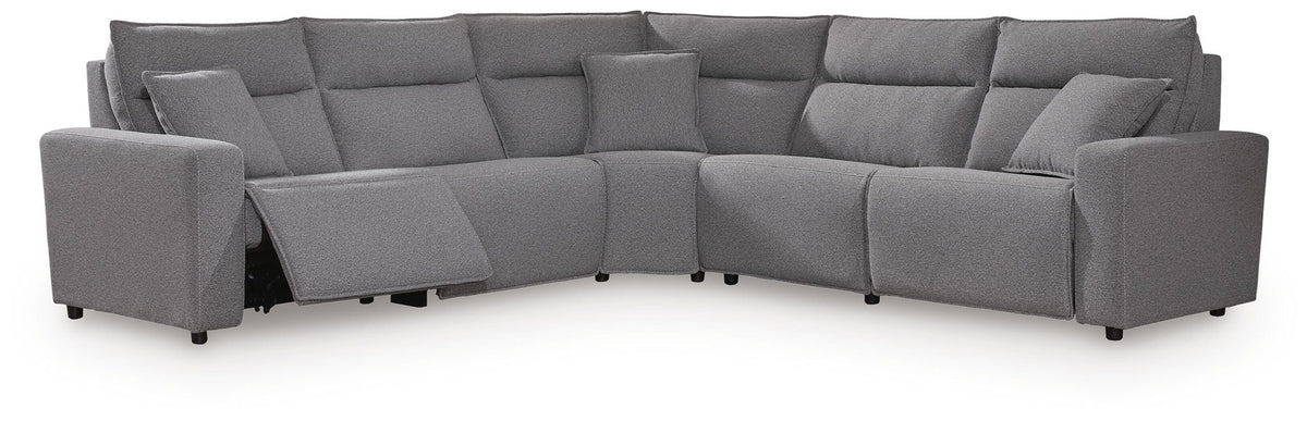 Modmax II - 5-Piece Power Reclining Sectional - Salt And Pepper - Next-Gen Nuvella