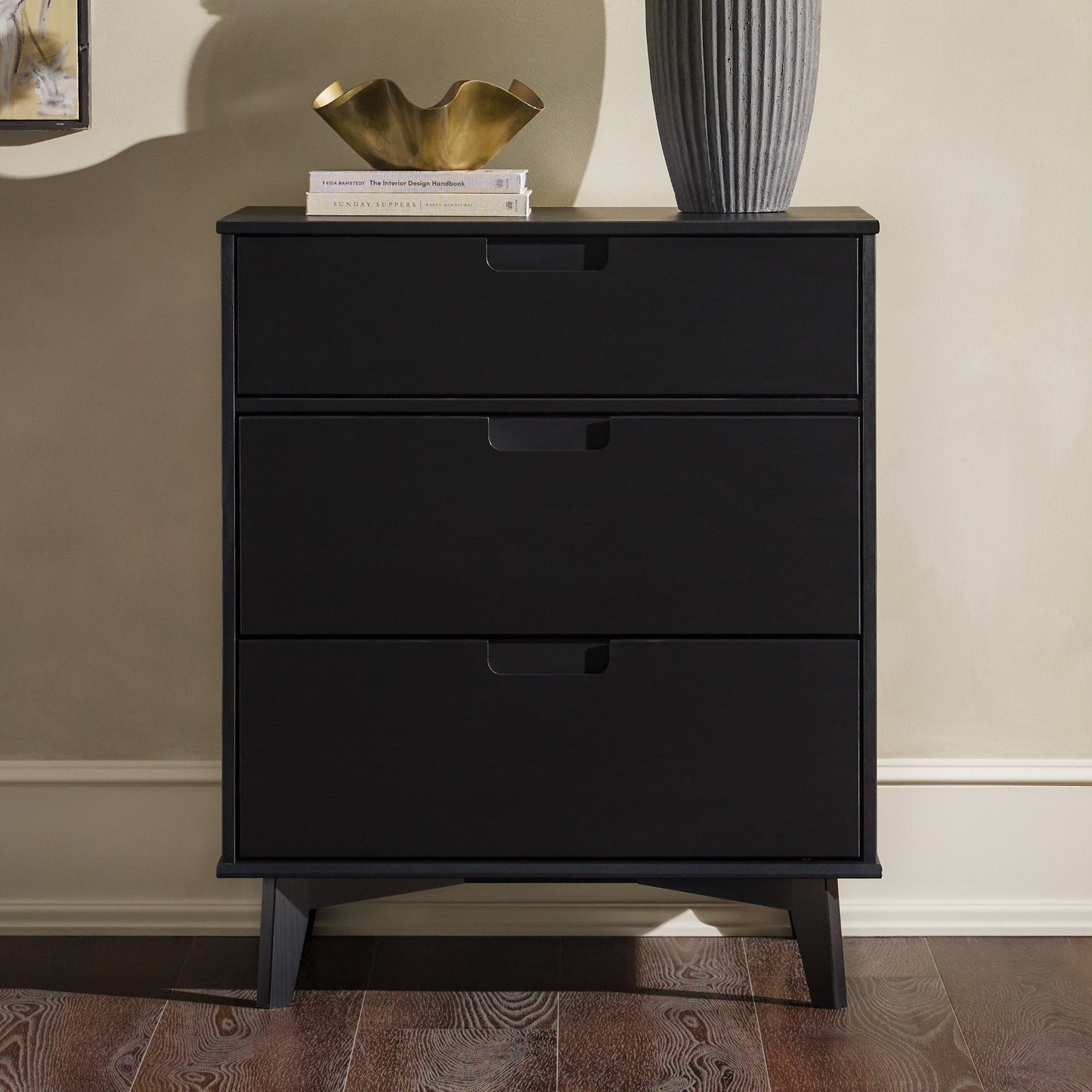 Modern 3 Drawer Dresser - Black