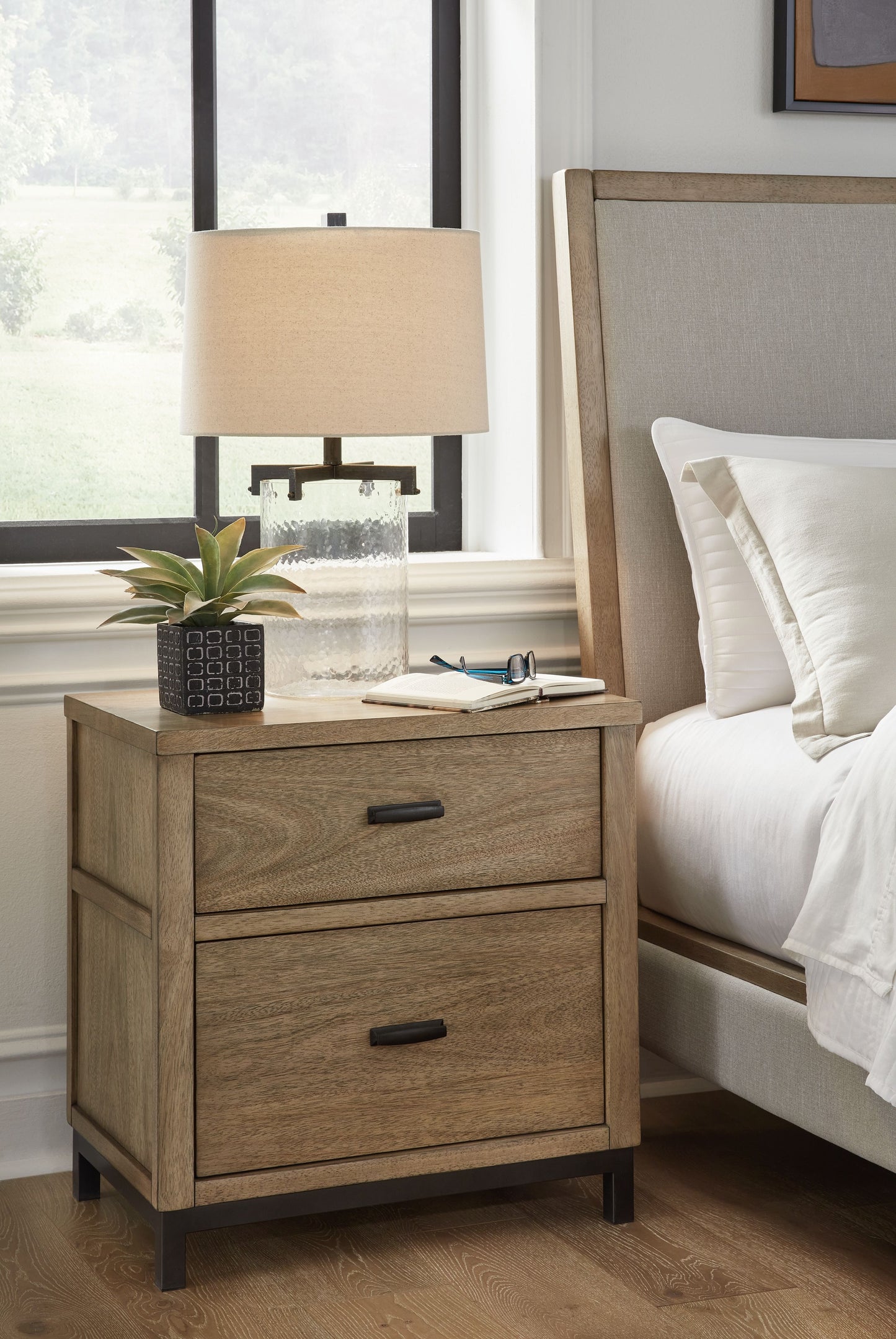 Tomtyn - Two Drawer Night Stand - Light Brown