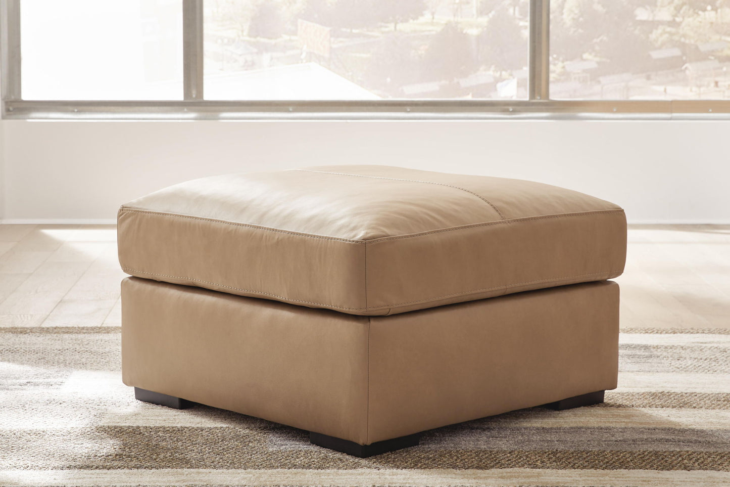 Bandon - Oversized Accent Ottoman - Leather Match - Toffee
