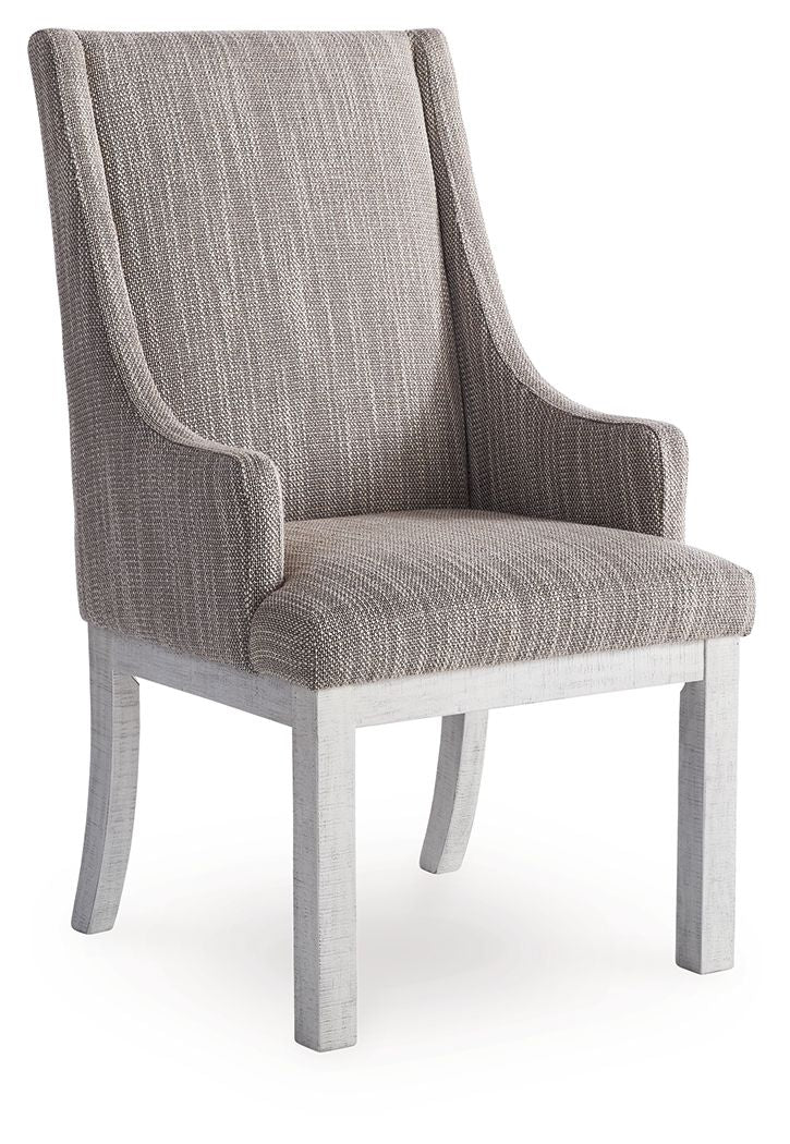 Havalance - White / Gray - Dining Upholstered Arm Chair (Set of 2)
