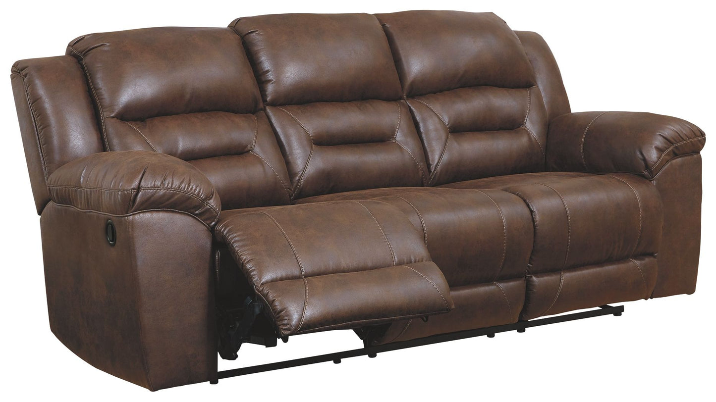 Stoneland - Reclining Sofa - Faux Leather - Chocolate