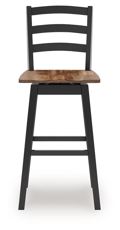 Wildenauer - Tall Swivel Barstool (Set of 2) - Brown / Black