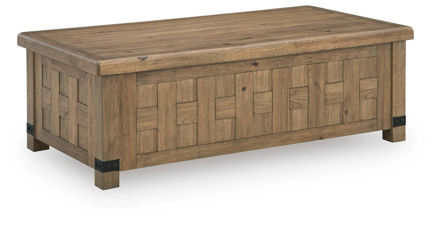 Ridgester - Lift Top Cocktail Table - Light Brown