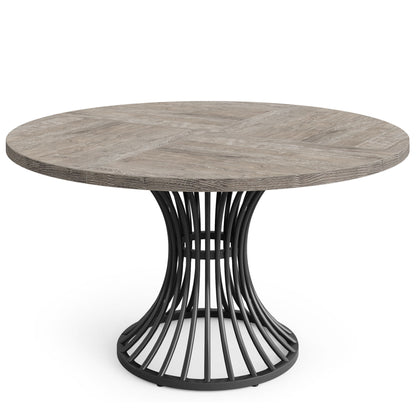 Round Dining Table For 4 - 6, (Table Only) - Gray / Black