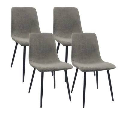 Modern Dining Table & Suede Chair Set WIth Rectangular Metal Base
