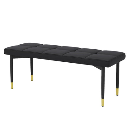 Multifunctional Shoe Bench, Sturdy Metal Legs With Gold Accents - Black