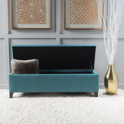 Contemporary Storage Ottoman Bench With Polyester Upholstery