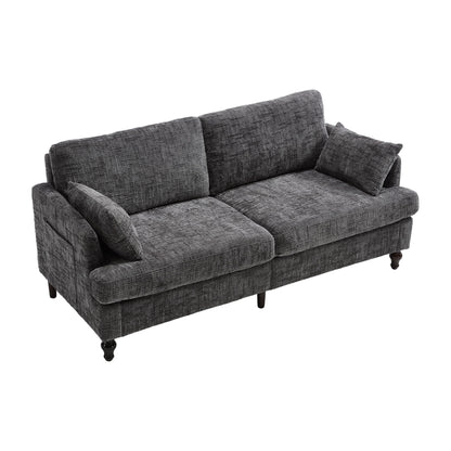 Chenille 2 Seater Sofa With LED Light, USB Charging Port, And Storage Bag