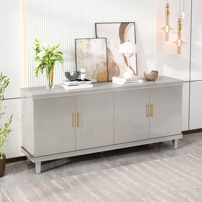 4 Door Cabinet With Adjustable Shelves, Large Storage For Living Room - Champagne