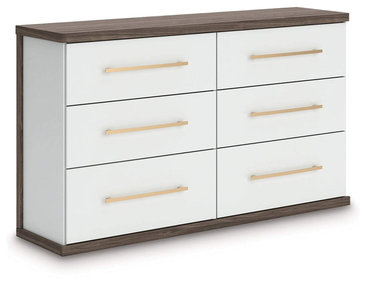 Kendanport - 3 Pc. - Dresser And 2 Nightstands - Brown / White