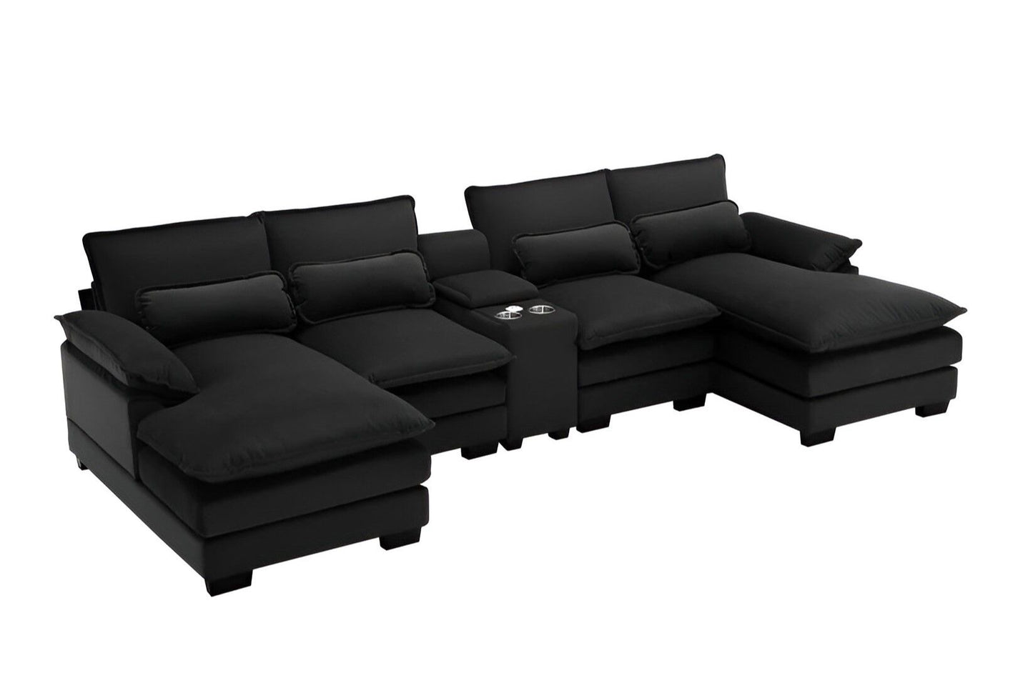 Fabric Modular USB Sofa - Black