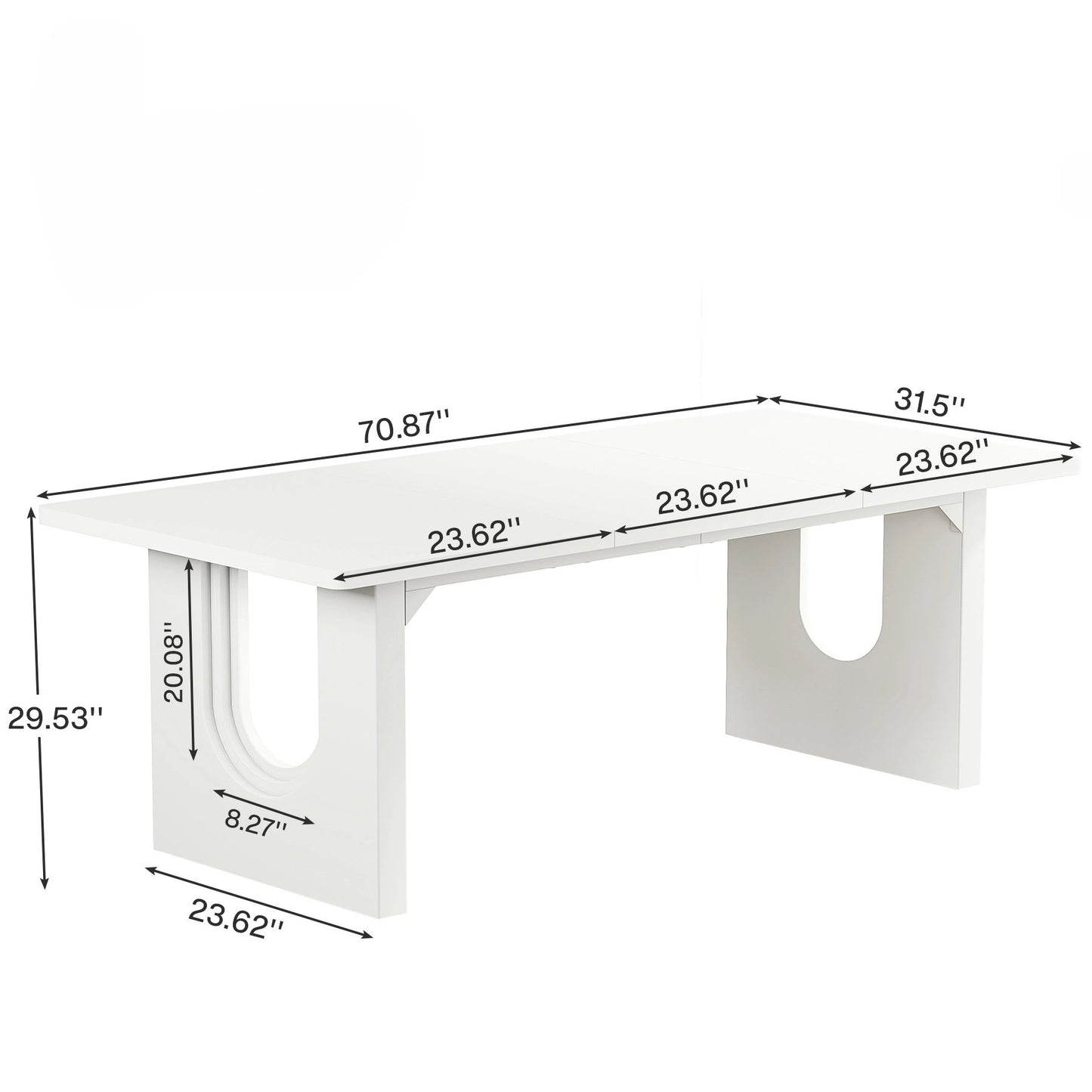 Rectangular Dining Table For 6 - 8 People With Pedestal Base
