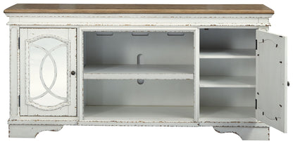 Realyn - XL TV Stand w/Fireplace Option - Chipped White