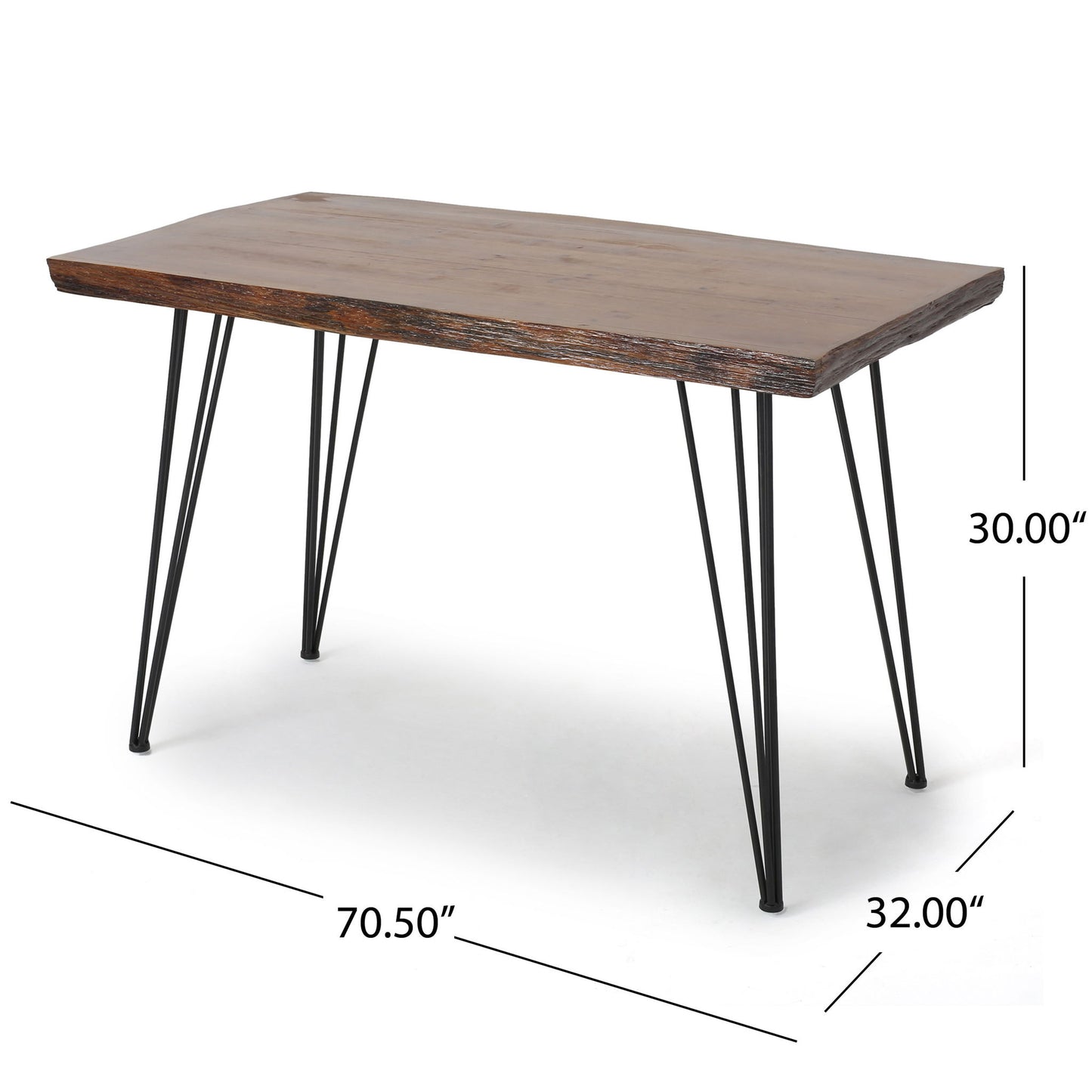 Modern Industrial Faux Live Edge Dining Table With Hairpin Legs - Natural
