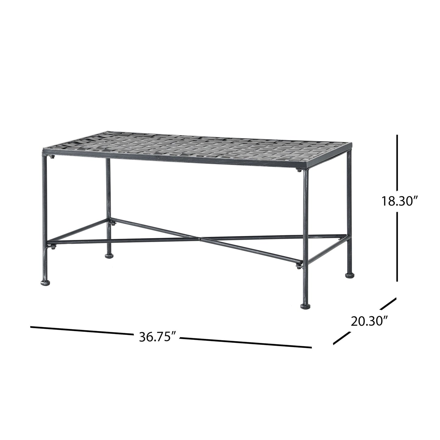 Luna - Outdoor Iron Coffee Table - Black Brush Silver
