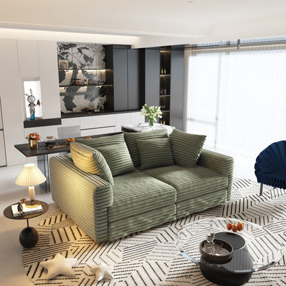 Plush Corduroy 4 Seat Sofa, Modern Comfy Upholstered Sofa Cloud Couch, Deep Seat Couches With Soft Pillows