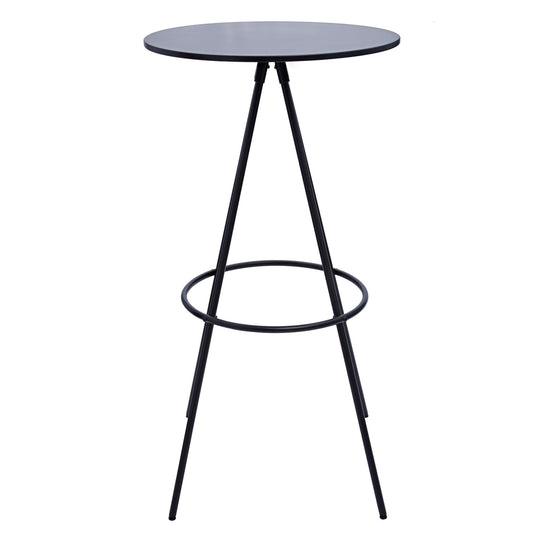 31" Rounded Wood And Iron Bar Table - Black
