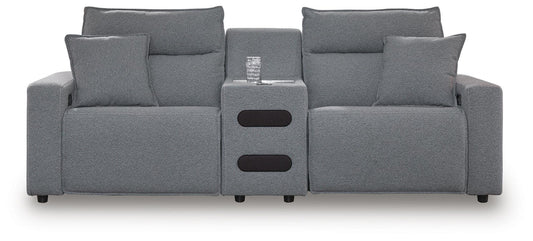 Modmax II - 3-Piece Power Reclining Sectional With Audio Console - Salt And Pepper - Next-Gen Nuvella