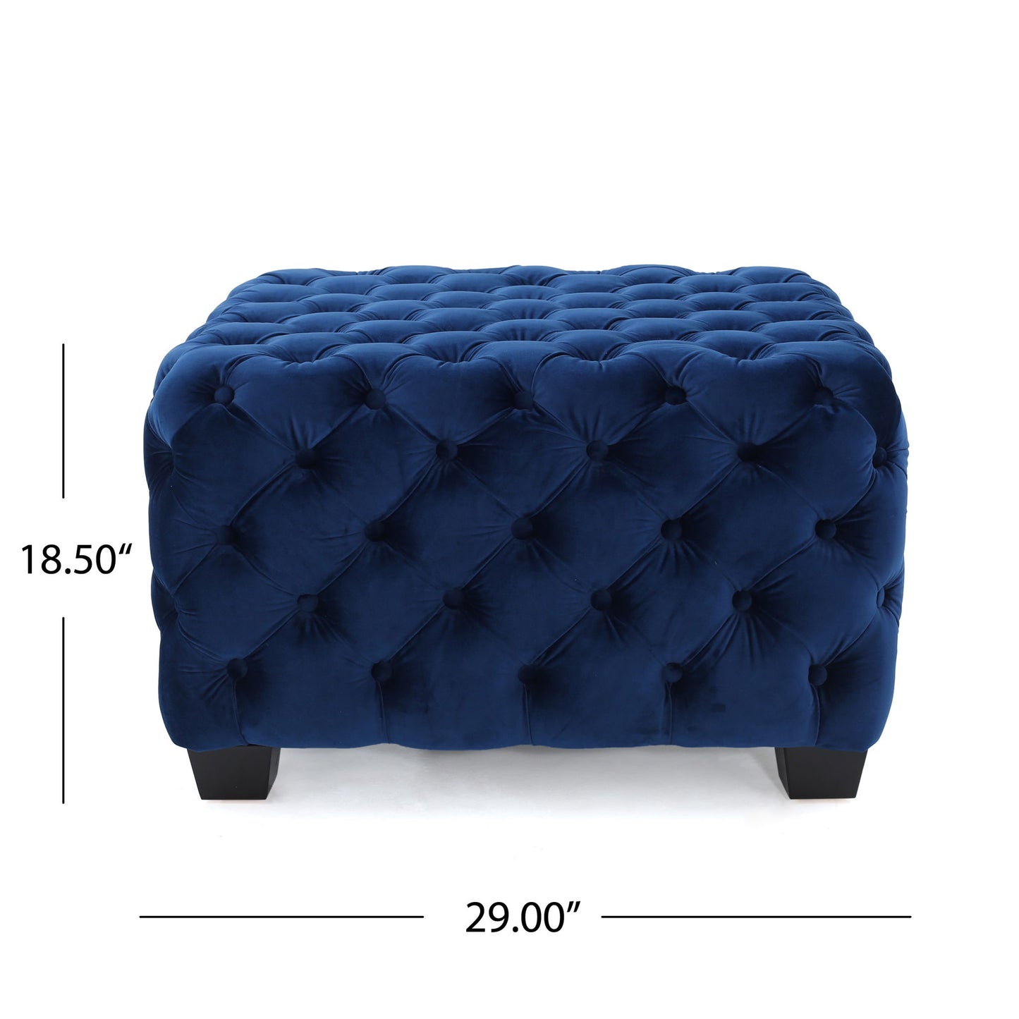 Modern Glam Ottoman With Velvet Upholstery And Button Tufted Design