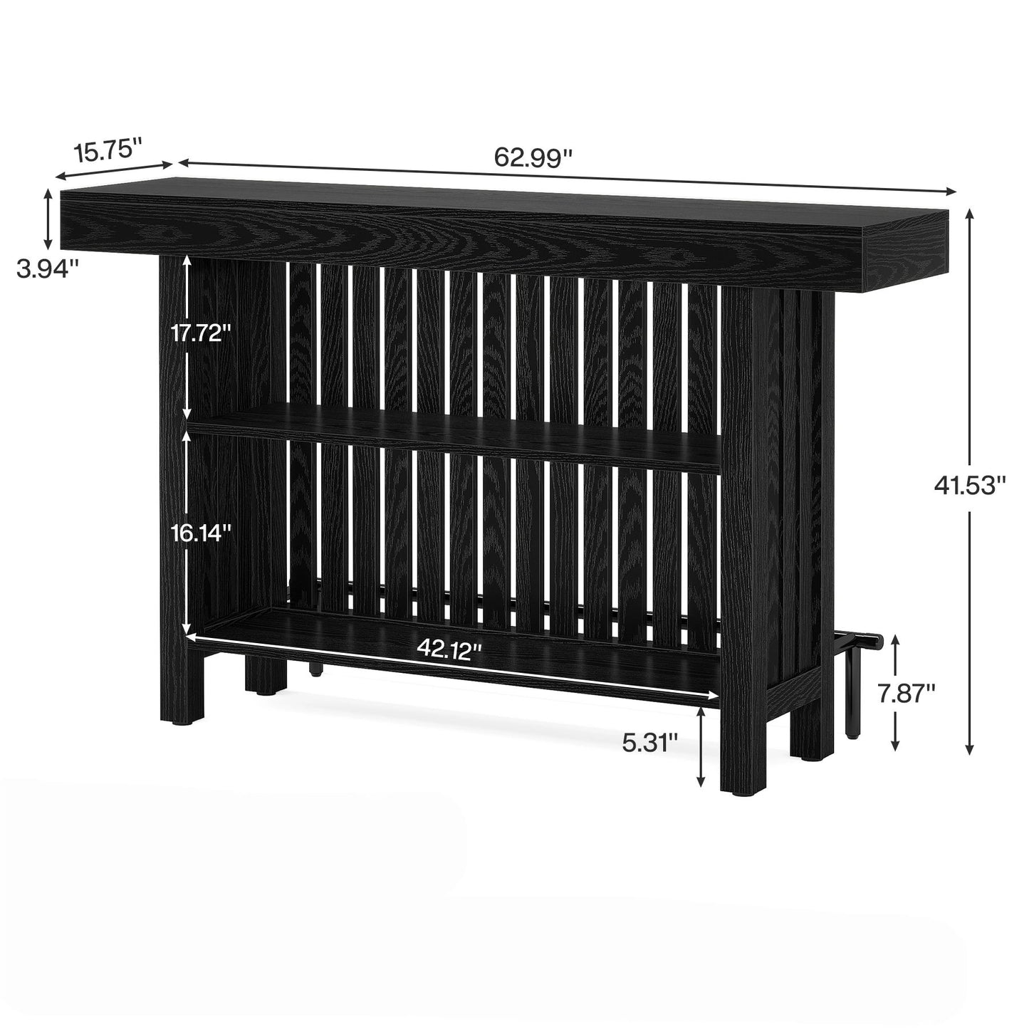 2 Tier Mini Bar Table For Kitchen - Black