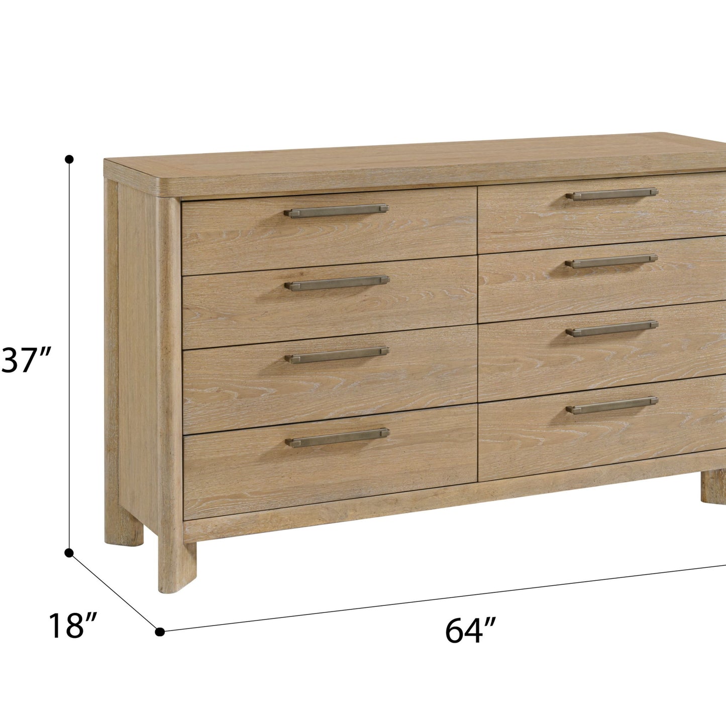 Contemporary 8 Drawer Dresser - Tan