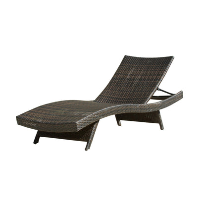 Mysticism Outdoor Chaise Lounge With Adjustable Backrest And Foldable Legs - Brown Multi