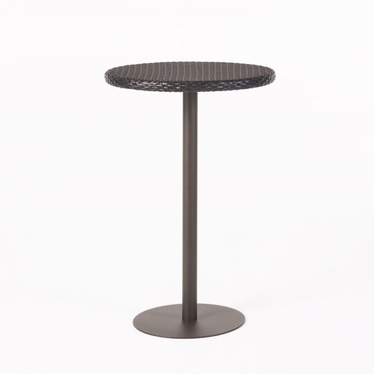 Outdoor Round Rattan Bar Table With Iron Frame - Multi Brown