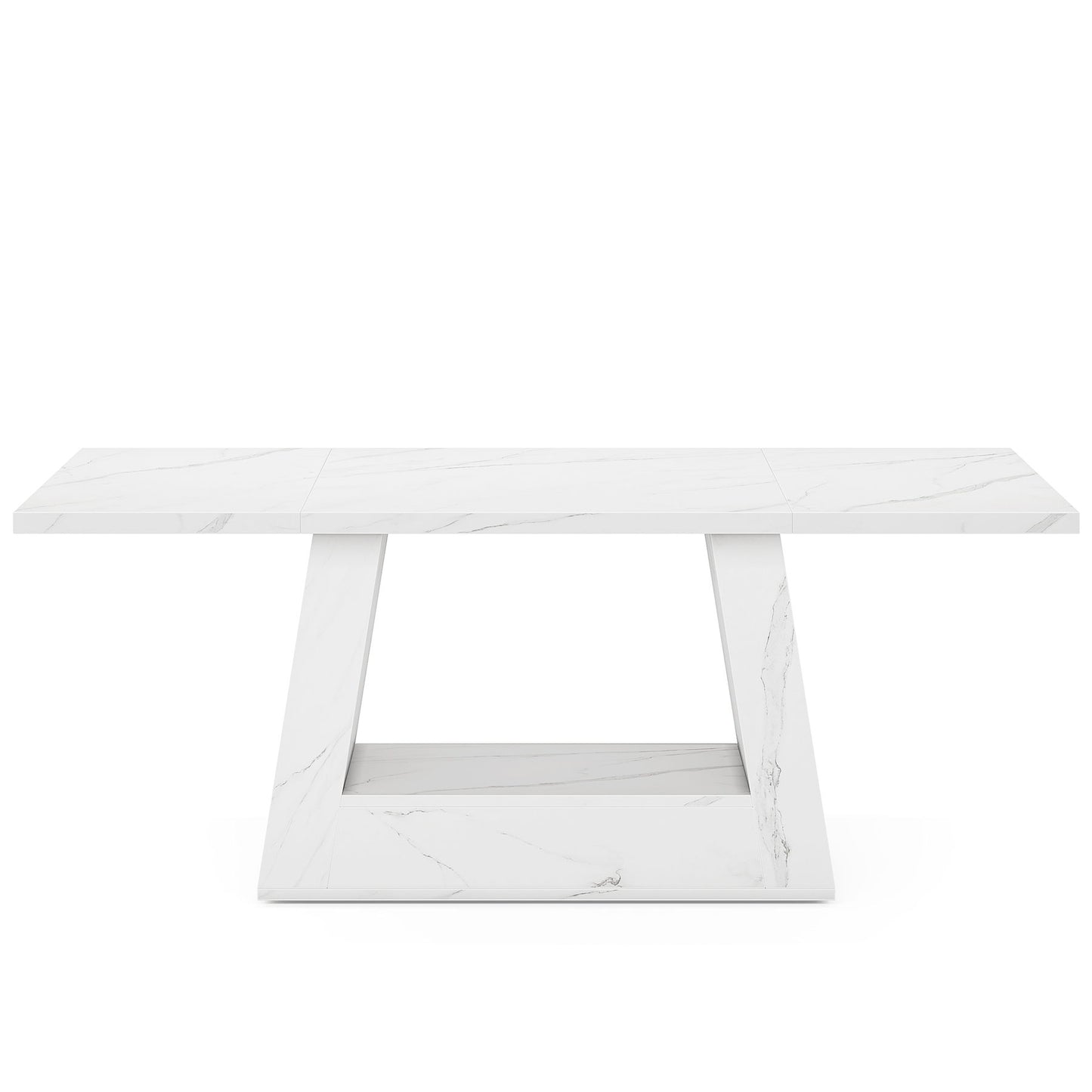Dining Table For 4 To 6 People, With Trapezoid Base For Dining Room - White