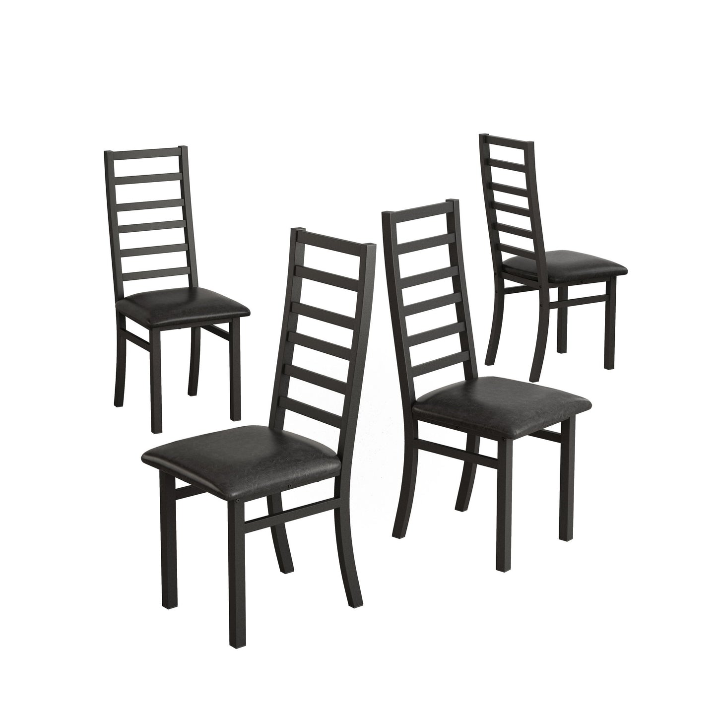 Metal Dining Chairs With Steel Legg, High Back Armless Design