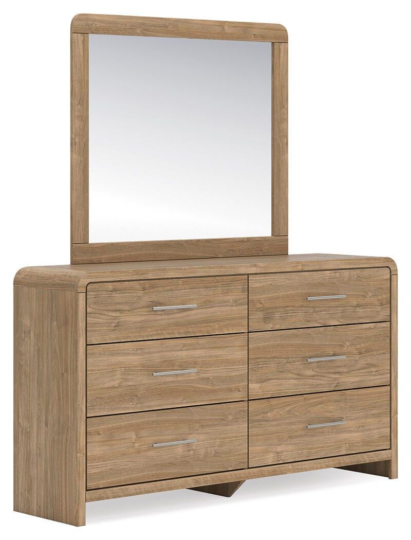 Gramburg - Dresser And Mirror - Warm Natural Brown - Wood