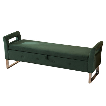 Wide Storage Soft Ottoman Bench With Armrests
