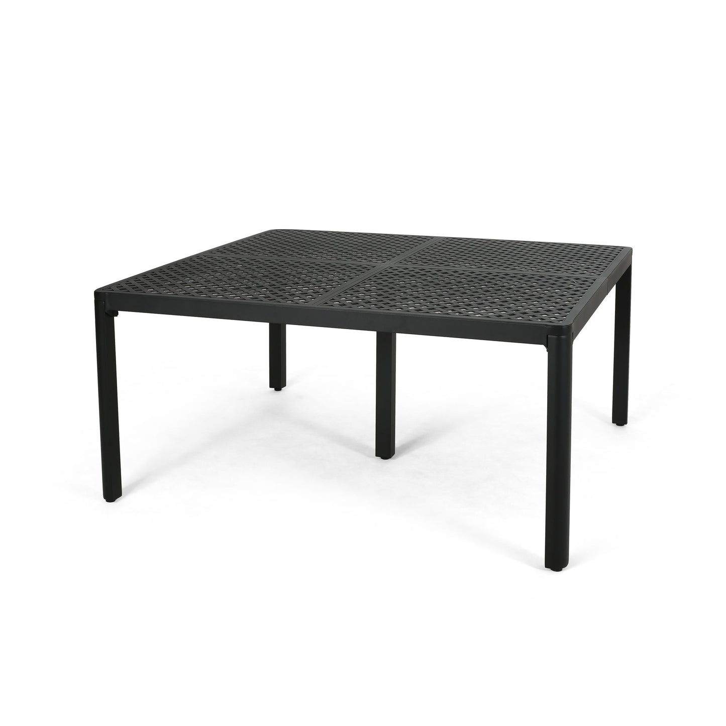 Outdoor Modern Aluminum Dining Table With Woven Accents