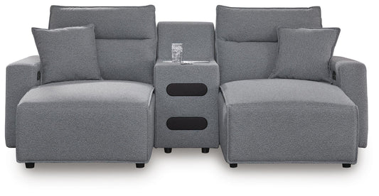 Modmax II - 3-Piece Power Reclining Sectional With Double Chaise And Audio Console - Salt And Pepper - Next-Gen Nuvella