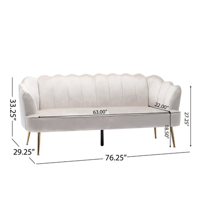 Modern Glam 3 Seater Sofa With Velvet Texture