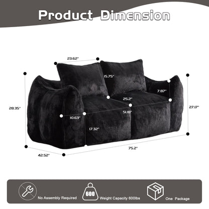 Giant Bean Bag Couch, Ultra Soft Fluffy Loveseat For Living Room